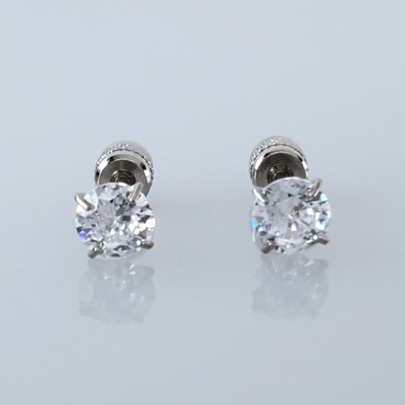 5MM Solid 925 Silver Womens 2ct Diamond Stud Earrings Authentic Studs Jewelry